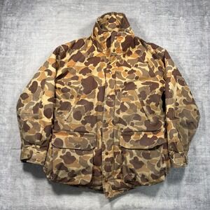 Mount'n Prairie Jacket Mens Medium Brown Vintage 80s Duck Camo Canvas Hunting
